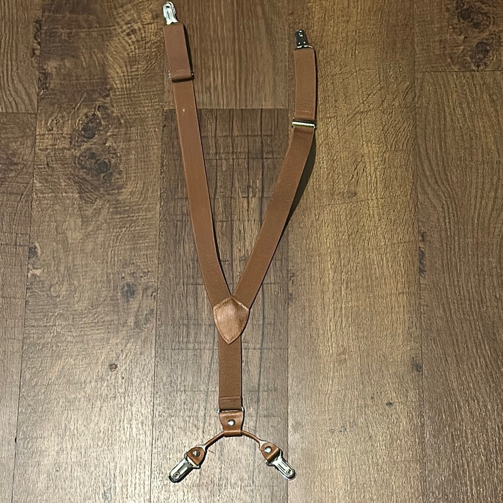 Brown Leather Suspenders boys